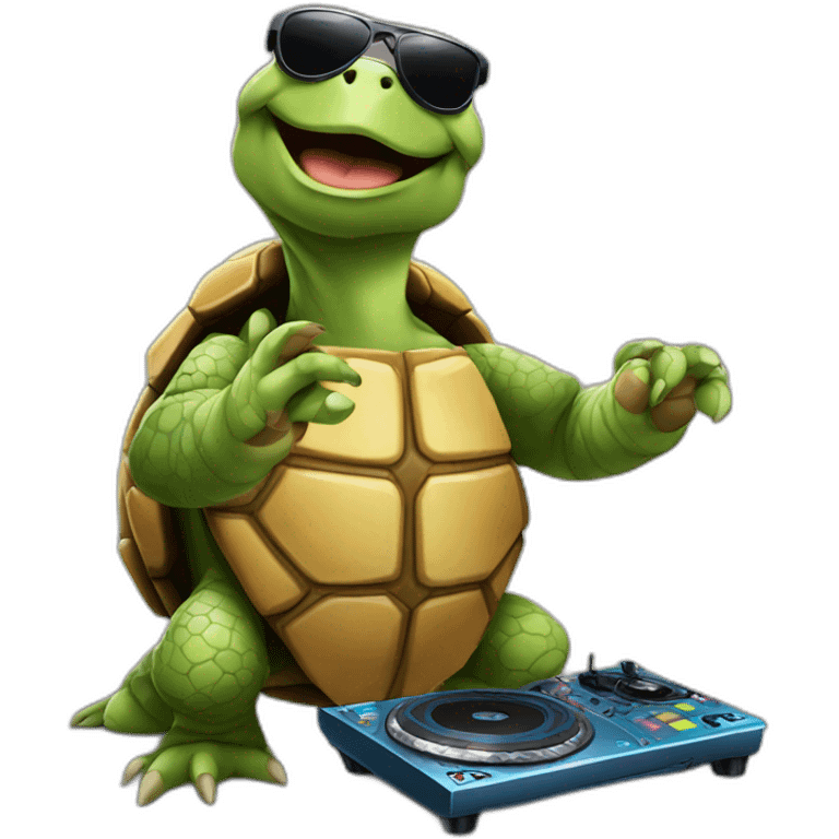 Tortoise playing DJ emoji