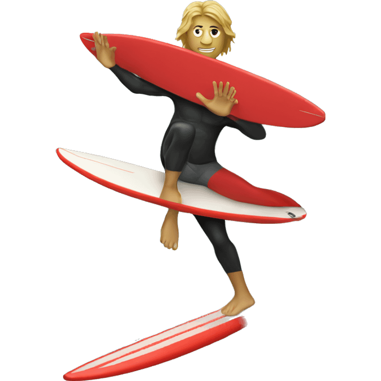 surfer with red surfboard emoji