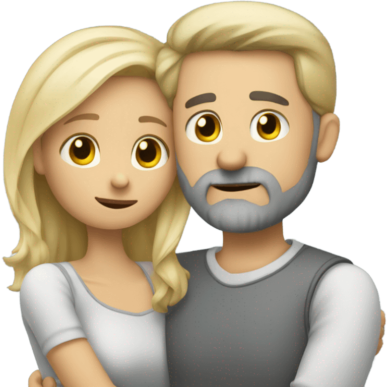 Blonde female friend comforting hug to grey bearded guy friend  emoji