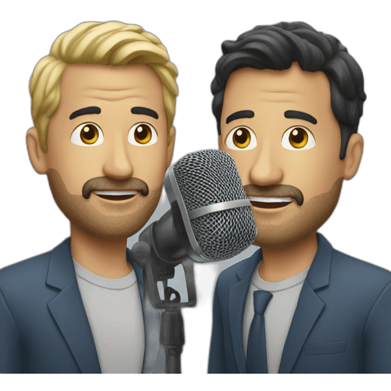 Two man talk microphone podcast emoji