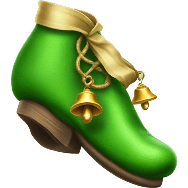 Realistic isolated green elf shoes with bells. emoji