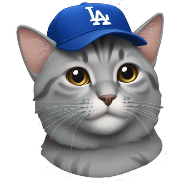 Grey cat wearing dodgers hat emoji