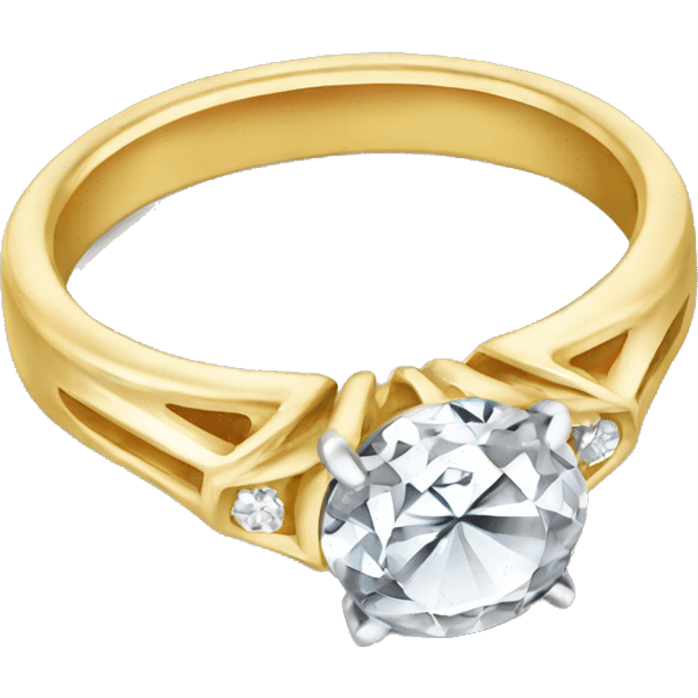 Gold engagement ring, with shiny cute diamond emoji