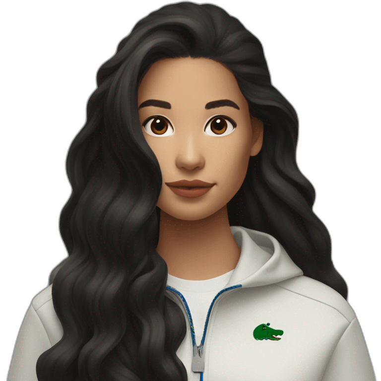 Lacoste bag latin girl with long hair with black lacoste windbreaker emoji