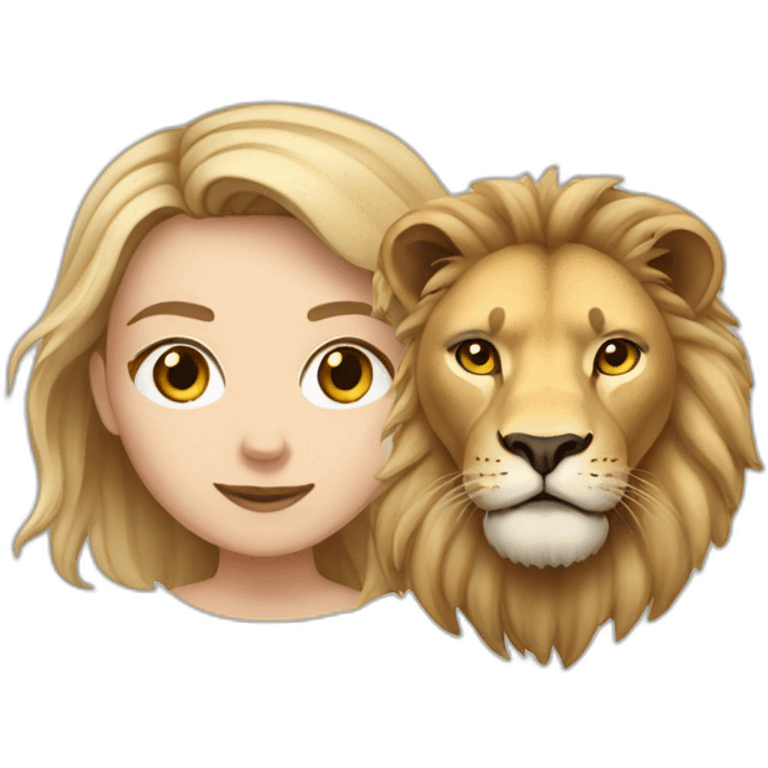 White Girl and lion emoji