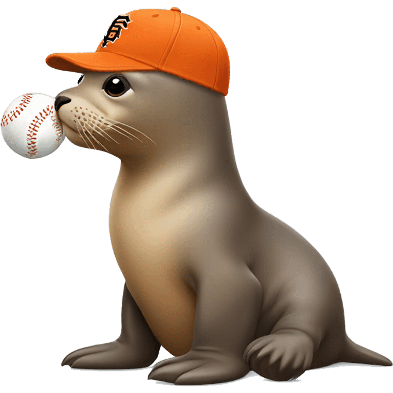 sea lion with a san francisco giants baseball cap emoji