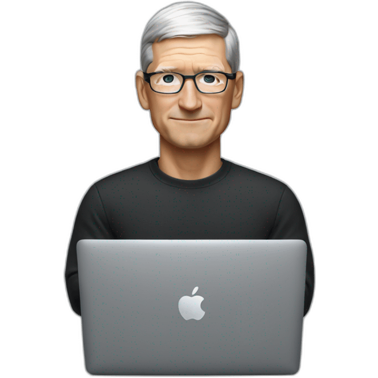 tim cook with a macbook pro emoji