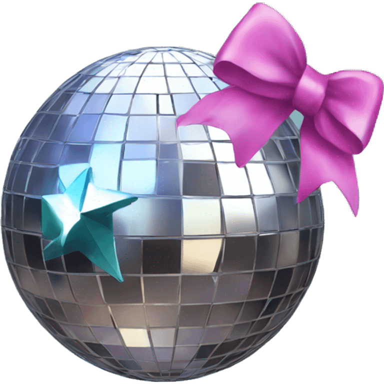 Disco ball with a bow on it emoji