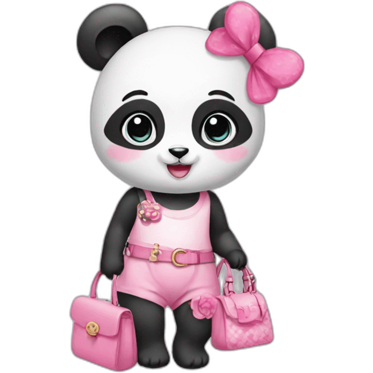 a cute baby panda with girly accessories emoji