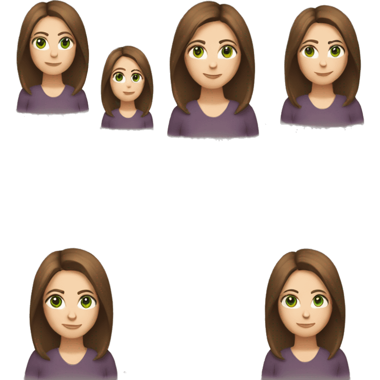 pretty middle age woman with green eyes and shoulder length straight brown hair emoji