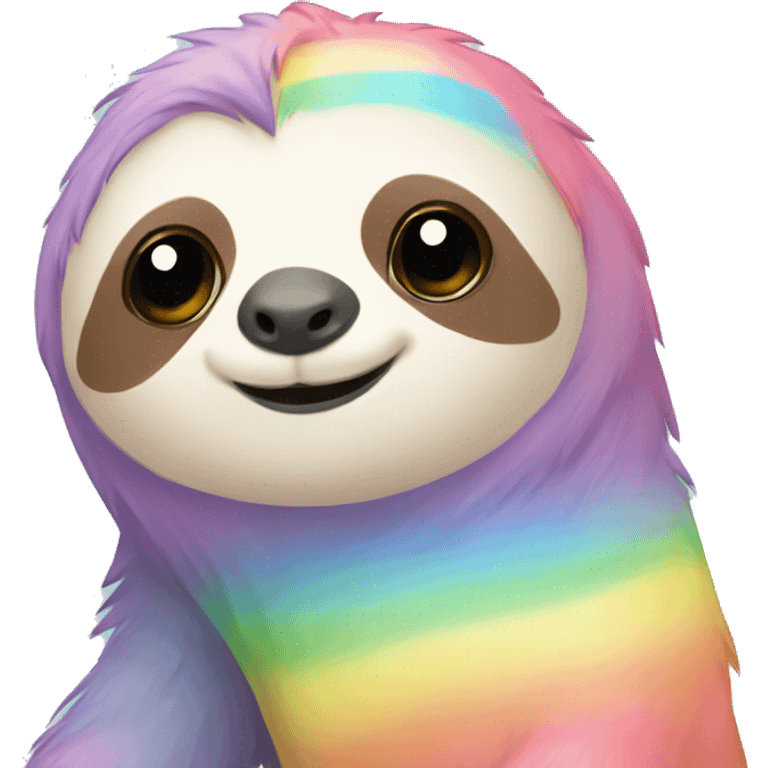 Kawaii rainbow pastel sloth emoji