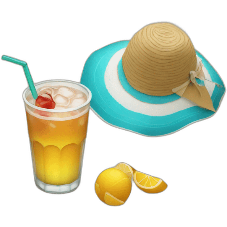 on the beach with drinks emoji