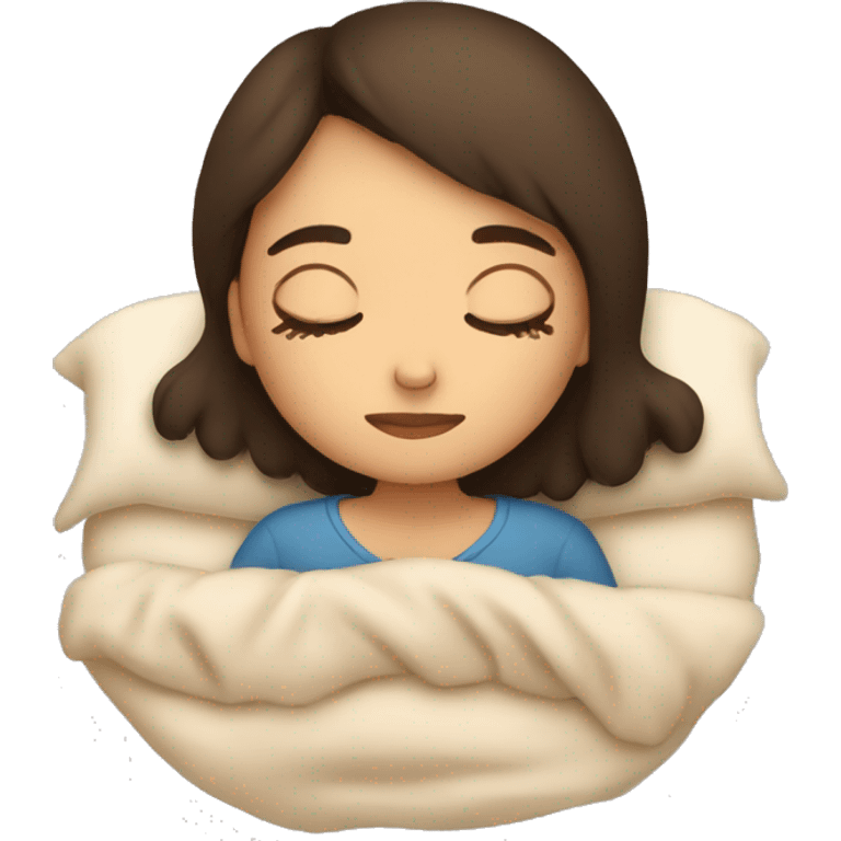 brunette girl sleeping cozy emoji