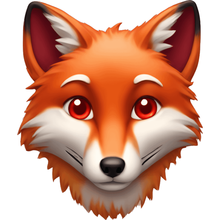 deep lush red fox face with tiny red heart instead of eyes emoji