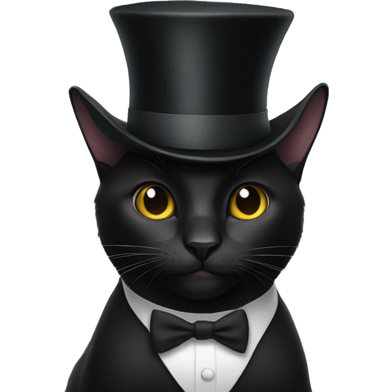 black cat wearing a top hat emoji