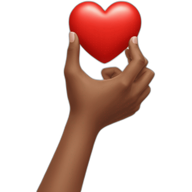 human holding a red heart emoji