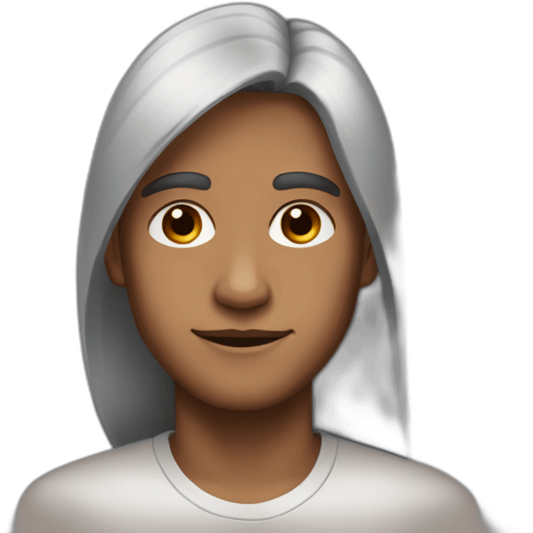 raghav with triangular face , brown skin tone and straight hair emoji