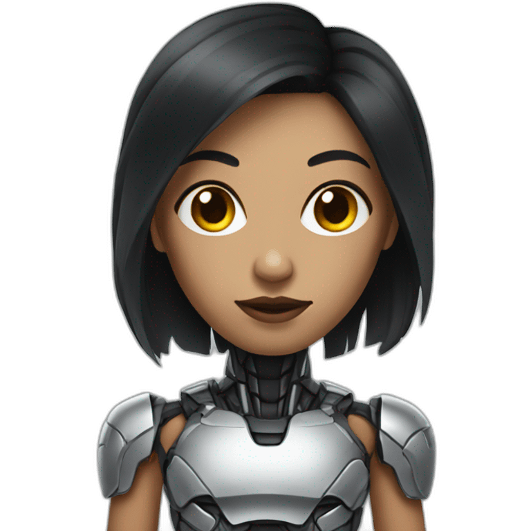 cyborg woman dark hair emoji