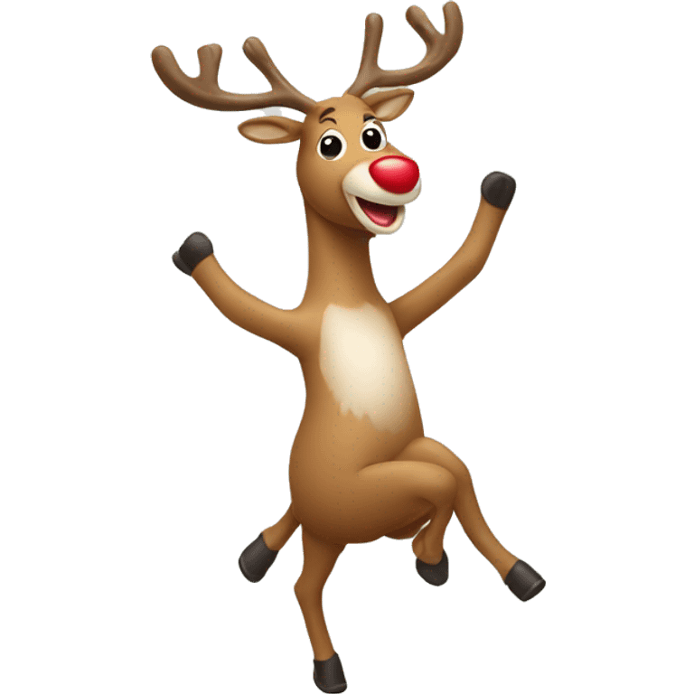 Happy reindeer doing handstand emoji