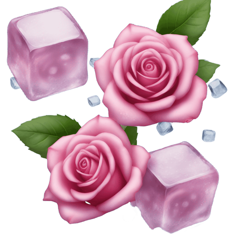 roses on ice cubes  emoji