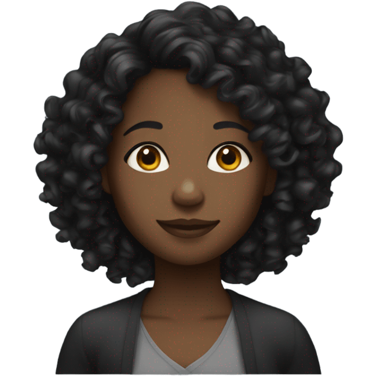 Black girl with medium length curly hair emoji