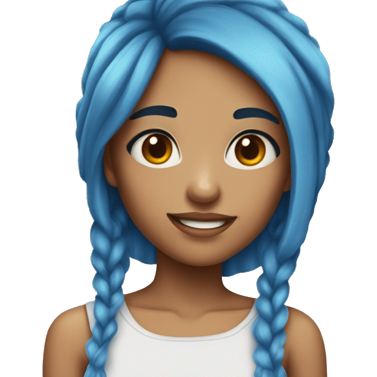 A girl with blue hair and brown eyes emoji