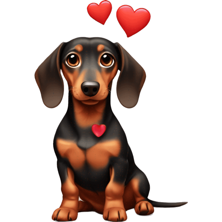 Dachshund with a love heart emoji