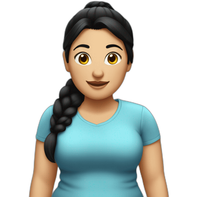 a-fat-woman-with-black-hair,-with-a-ponytail,-happy,-black yes emoji