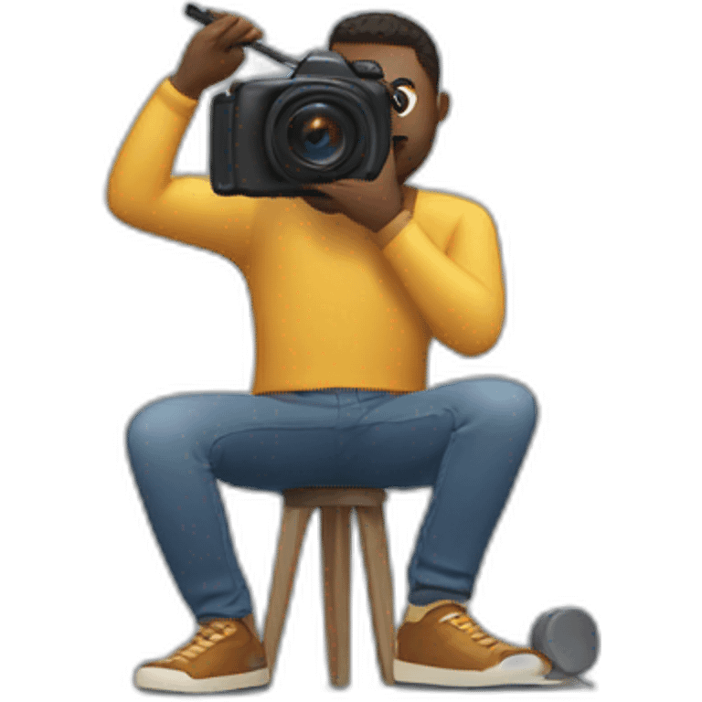 a man shooting his own video in a small studio emoji