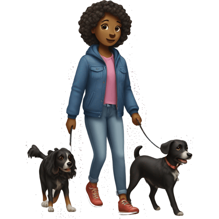  black girl walking dog emoji