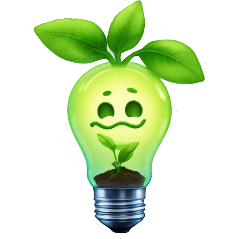 a plant sprout inside a glowing idea lightbulb emoji