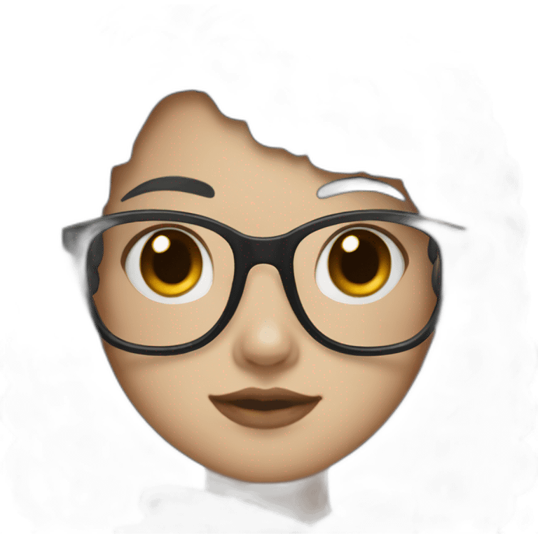 Create me a girl with a square cut, black hair, and square glasses. She has a white skin and brown eyes emoji