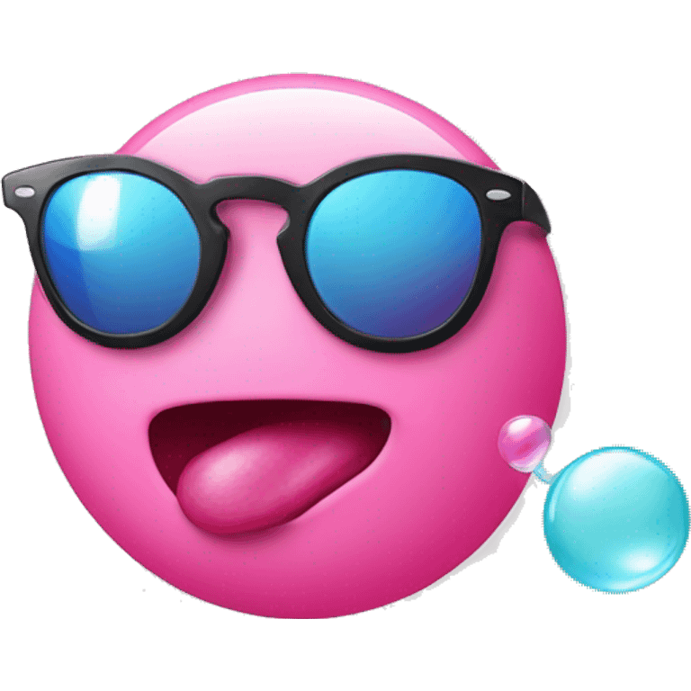 A smiley face blowing bubble gum with Oakley sunglasses on emoji