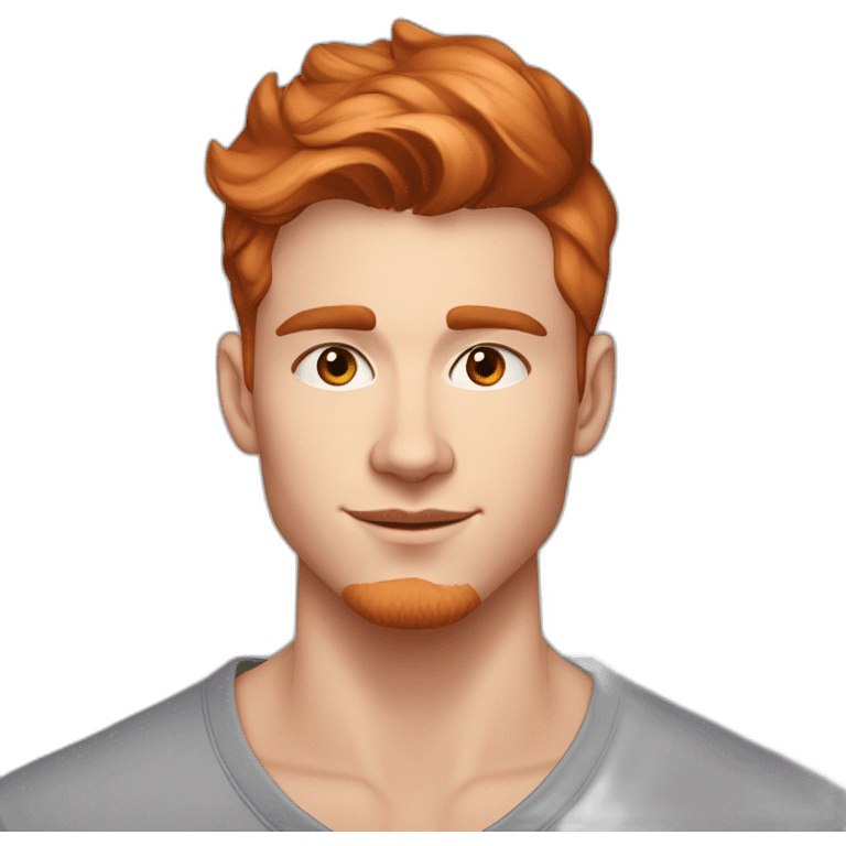 handsome young man, 26 years old, red-ish hair, almond-shaped face, pointy nose, scandinavian heritage, crystal earrings, fashionable, gay emoji