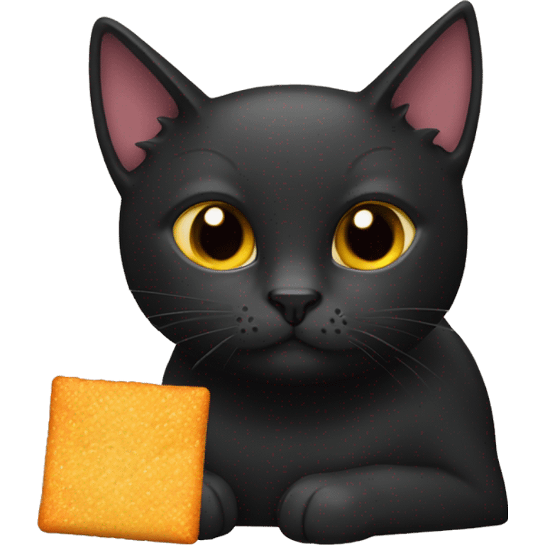 black cat eating cheezits emoji