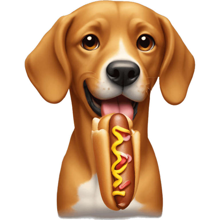 Dog eating a hot dog emoji