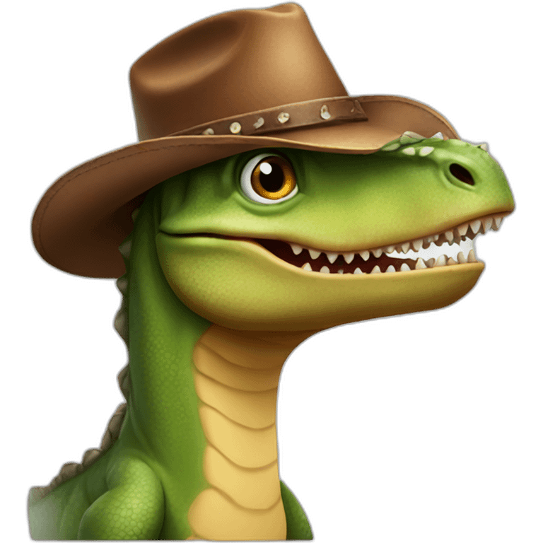 Dinosaur wearing a cowboy hat emoji