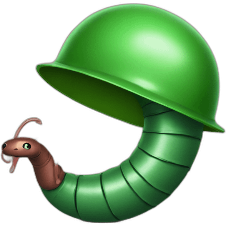 Earthworm with green helmet emoji