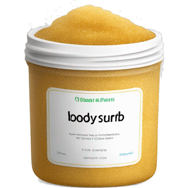 body scrub pot with label emoji