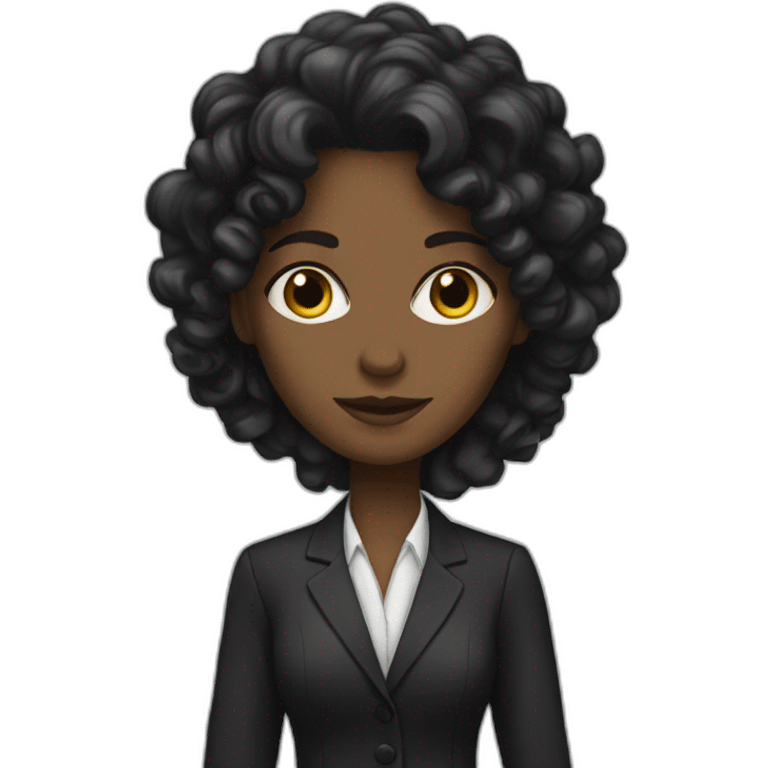 white woman lawyer with curly black long hair emoji