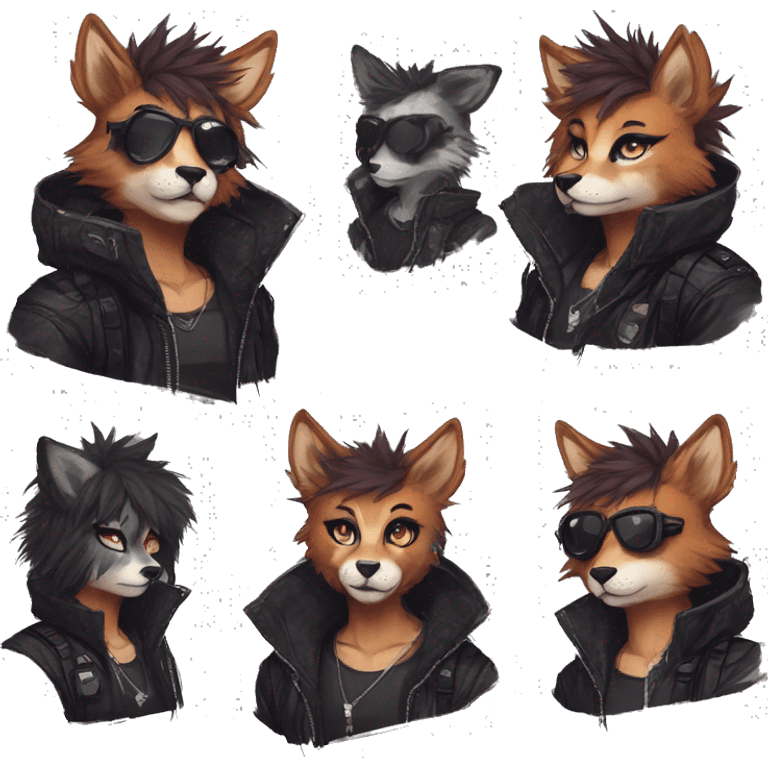 Edgy modern punk techwear anthro furry by Falvie, LiLaiRa, AngieWolf emoji