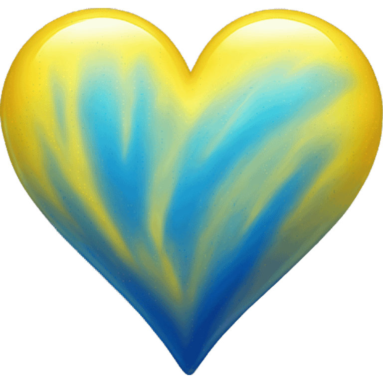 Shiny Yellow and blue ombré heart emoji