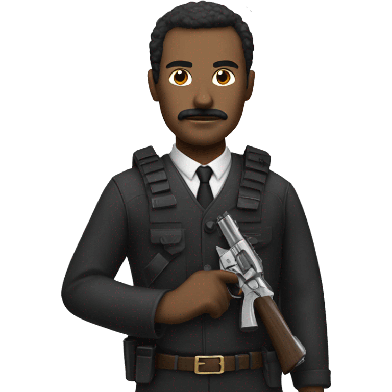 White man with mustache and a gun emoji