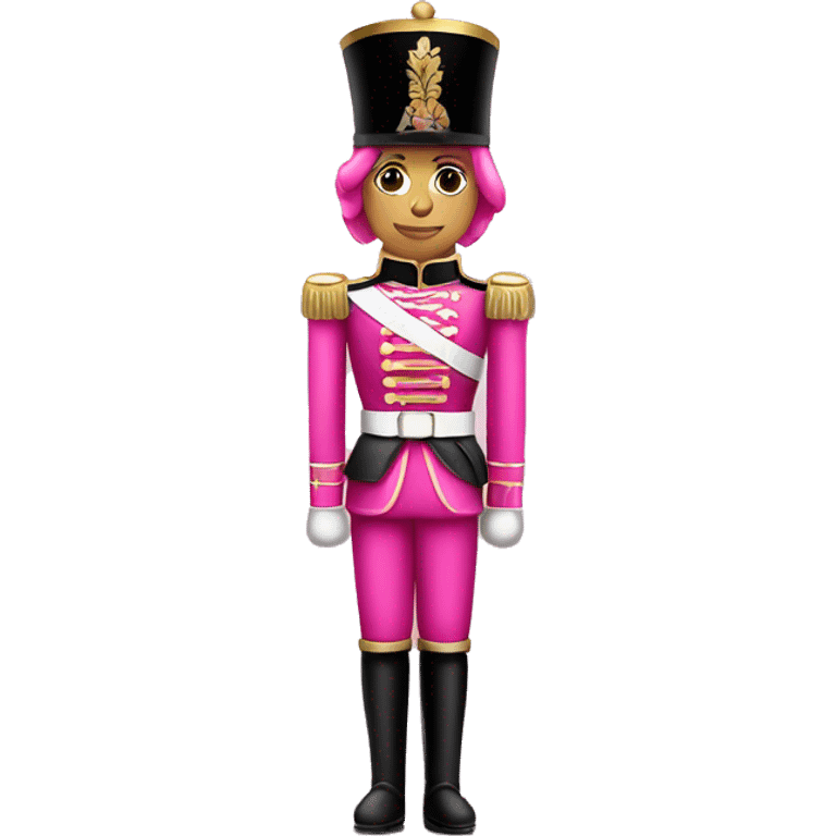 Realistic full body white female hot pink nutcracker soldier with pink hair. emoji