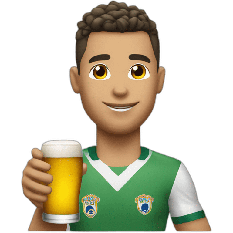 Ronaldo qui fait une retourné avec une bière et un ballon emoji