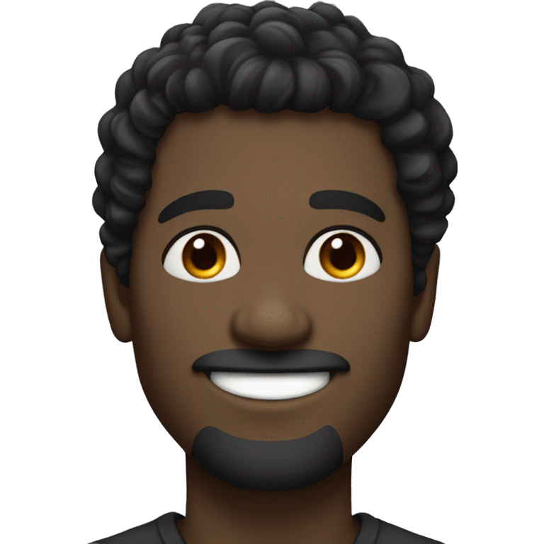 Black wavy hair man, white skin , small nose, small eyes, smiling, portrait emoji