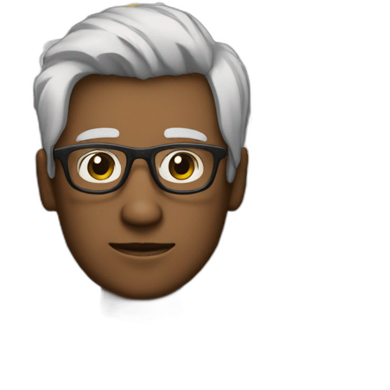 white guy with dark middled up hair wearing glasses and dark t-shirt with flowers print emoji