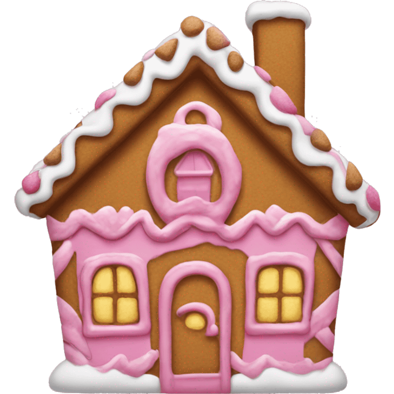 A pink gingerbread house emoji