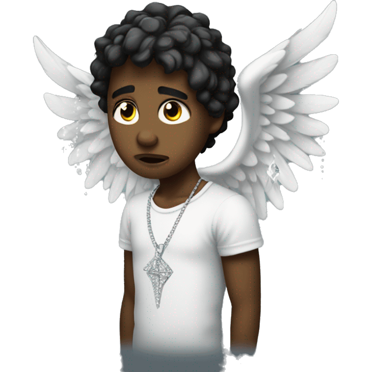 A Black Angel Boy Crying Diamonds emoji