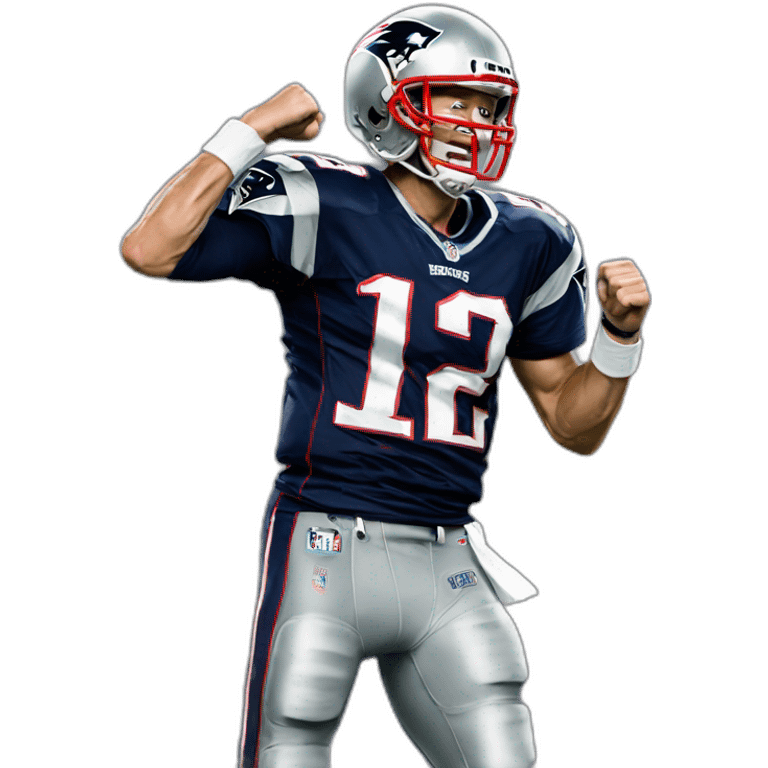 Tom brady with his football helmet on pumping his fist and yelling Let's Go emoji